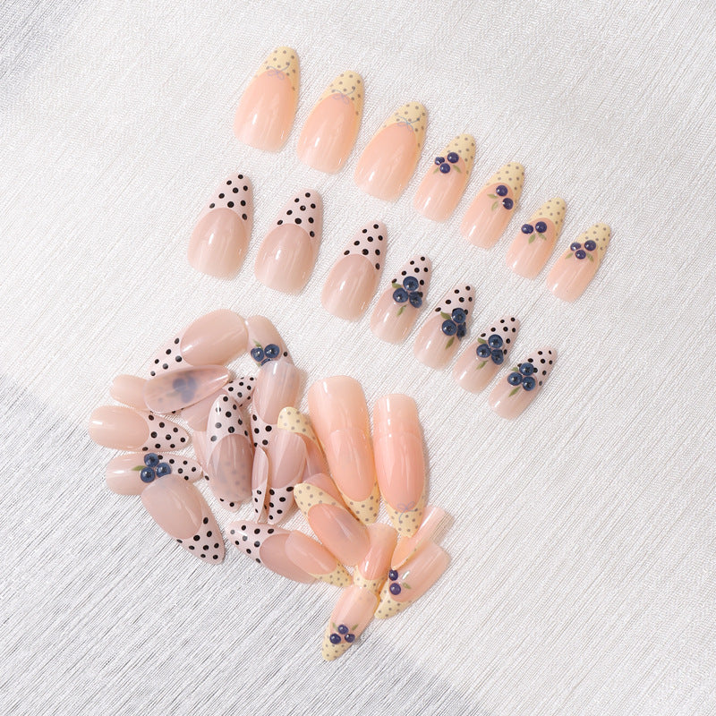 Französische Tipp Floral Press-On Nagel Set Brehn