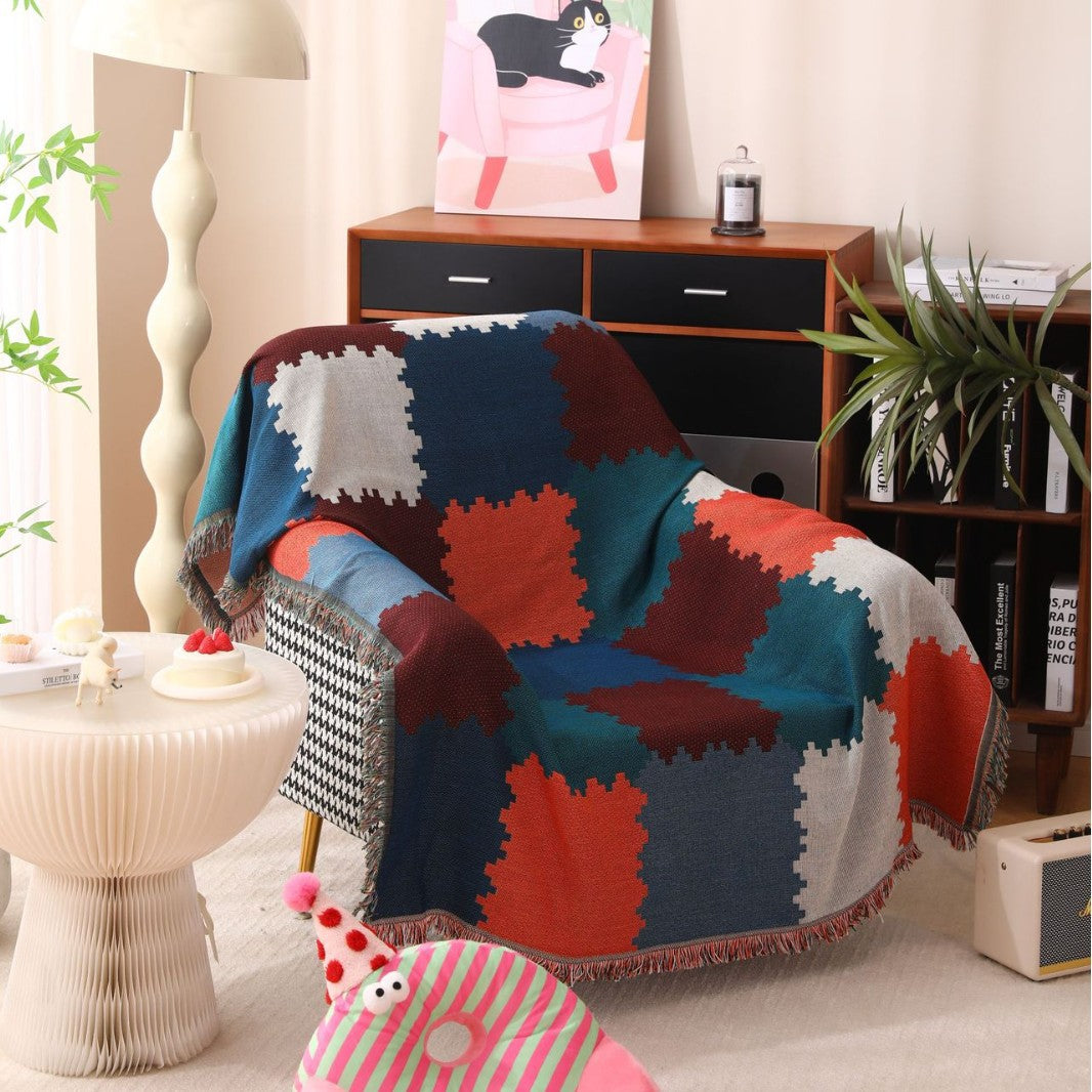 Strukturiertes Patchwork-Design Wurfdecke