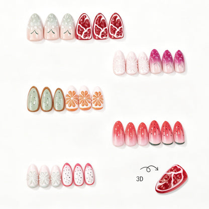 Kreatives fruchtinspirertes Press-On-Nagelkunst-Set