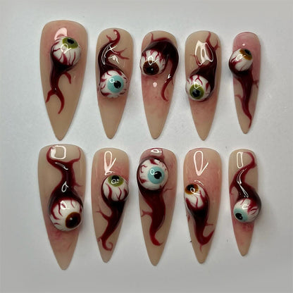 Künstlerisches Halloween Press-On Nagel Set Brehn
