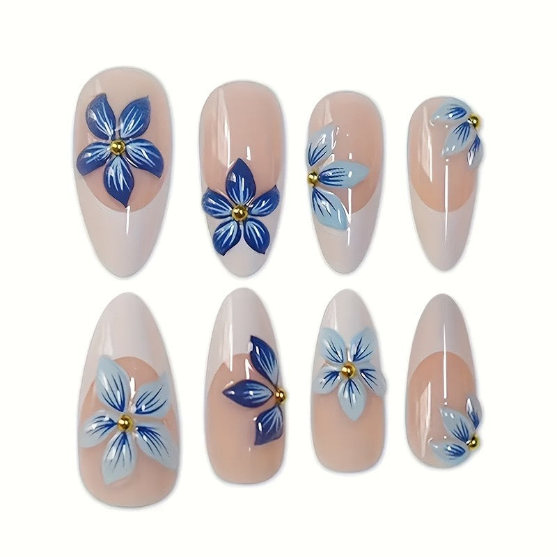 Elegante Blumige Acryl-Nagelverstärkungen Brehn