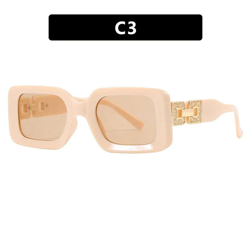 Damen modische Sonnenbrille im eleganten quadratischen Design mit luxuriösen goldenen Akzenten Brehn