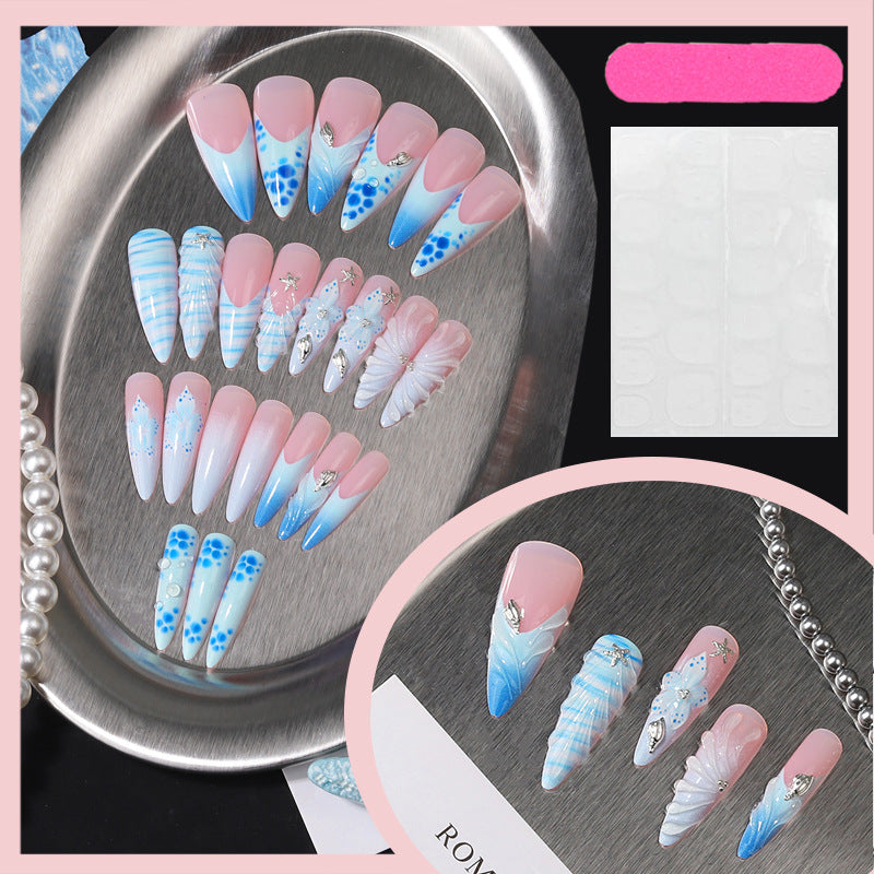 Vom Meer inspiriertes Press-On-Nagelset Brehn