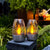 LED flameless Glas Votivlaterne Paar mit realistischem Flammeneffekt und Metallbasis Brehn