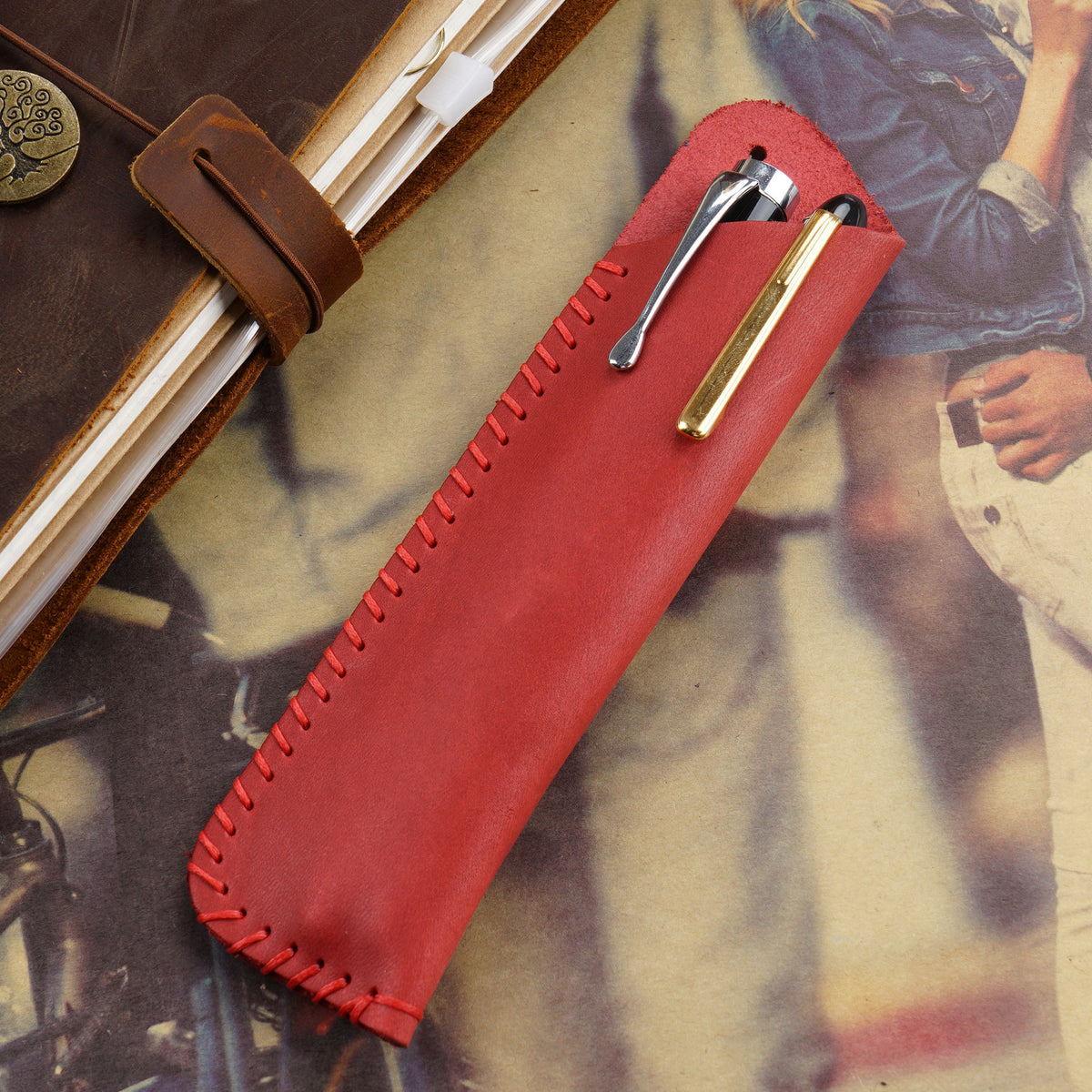 Leder Bleistift Rolltasche