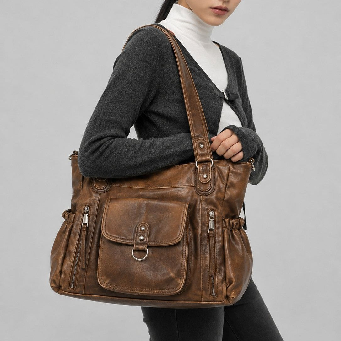 Geräumige Multifunktions-Leder-Handtasche