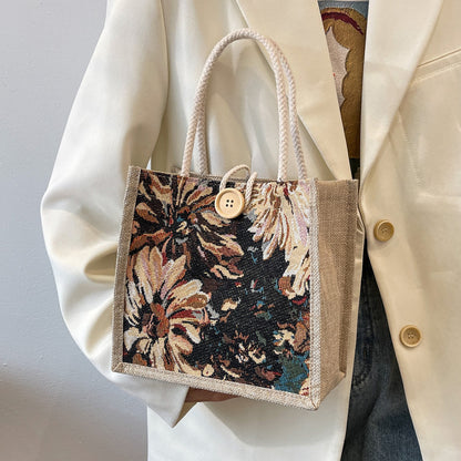 Floral bestickte Artisan Tragetasche