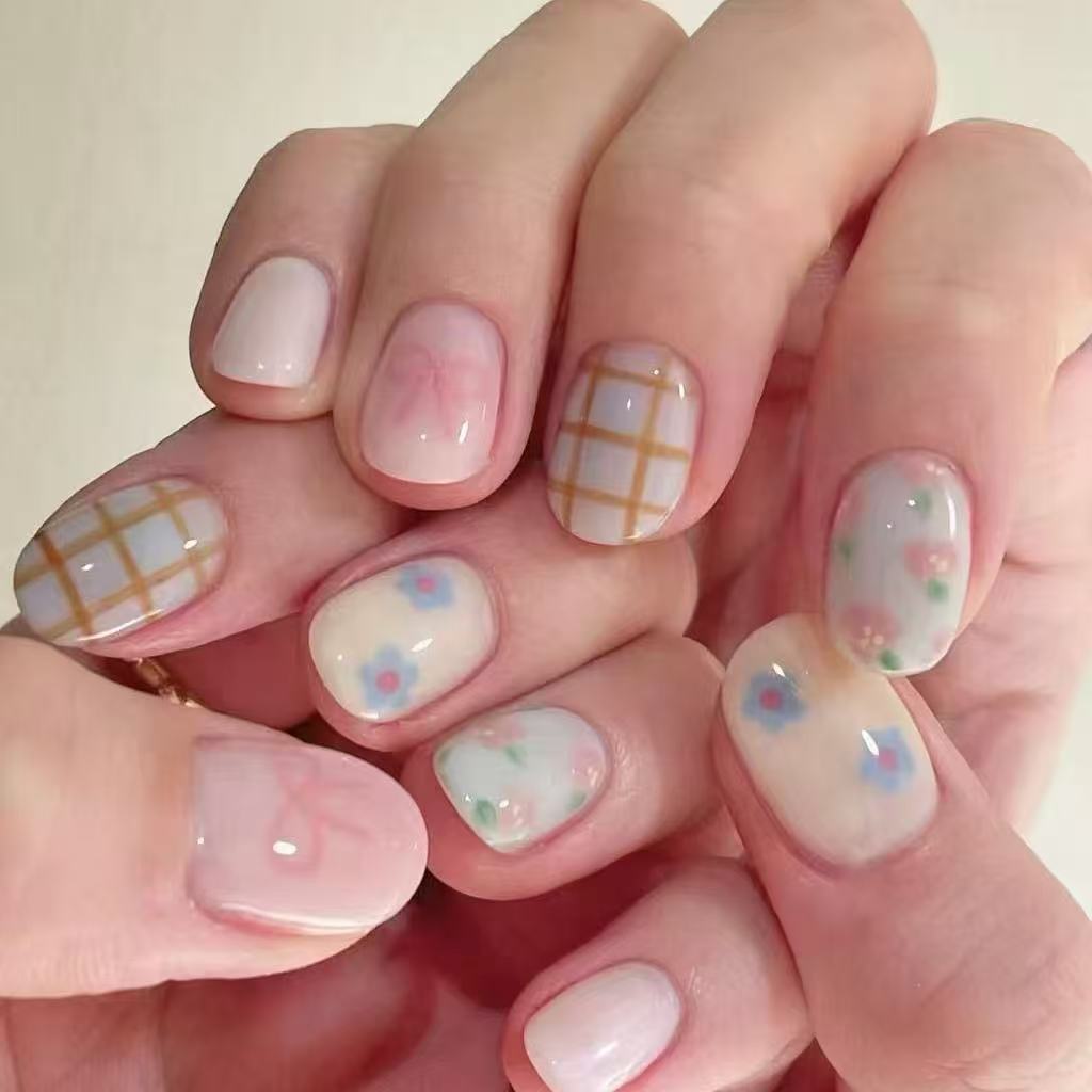 Künstlerisches katzenmotiviertes Press-On-Nagelkunstset Brehn
