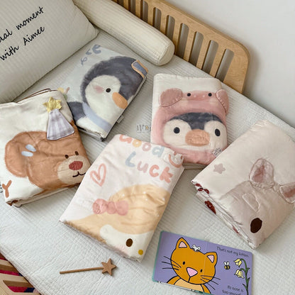 Kinderbettwäsche-Set mit Meerjung‑Motiv aus weichem Mikrofaserplüsch und gesteppter Decke