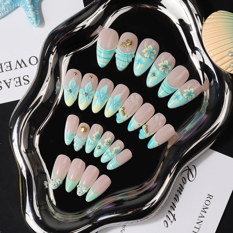 Künstlerisches tropisches floral Press-On Nagelset Brehn