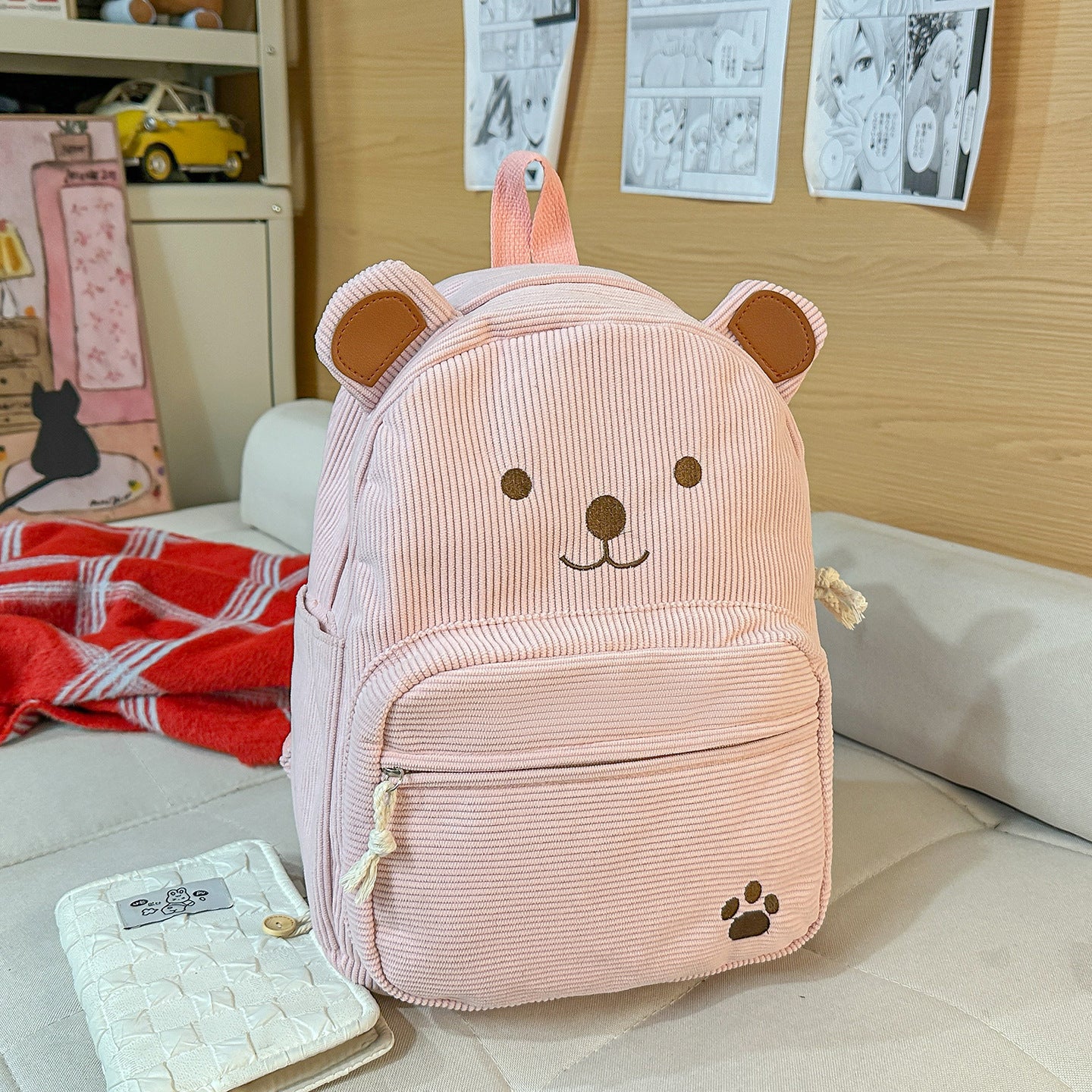 Rucksack mit Niedlichem Bärenmotiv und Praktischen Fächern Brehn