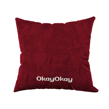 Rectangular Velvet Lumbar Pillow Cover with Hidden Zipper and Embroidered Slogan