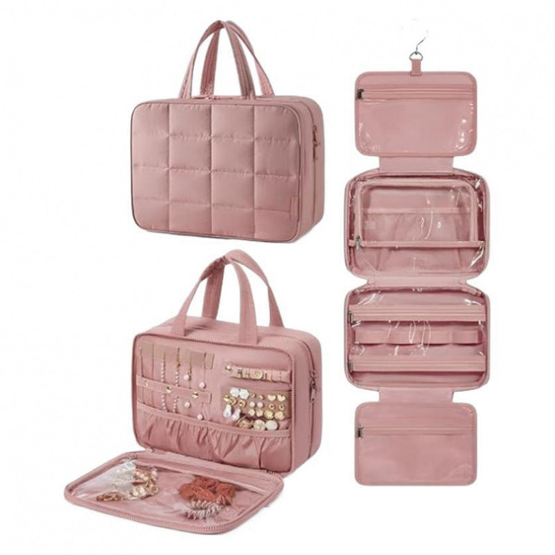 Schmuck-Organizer Tasche mit Abnehmbarem Haken und Transparenter Fächeraufteilung Brehn