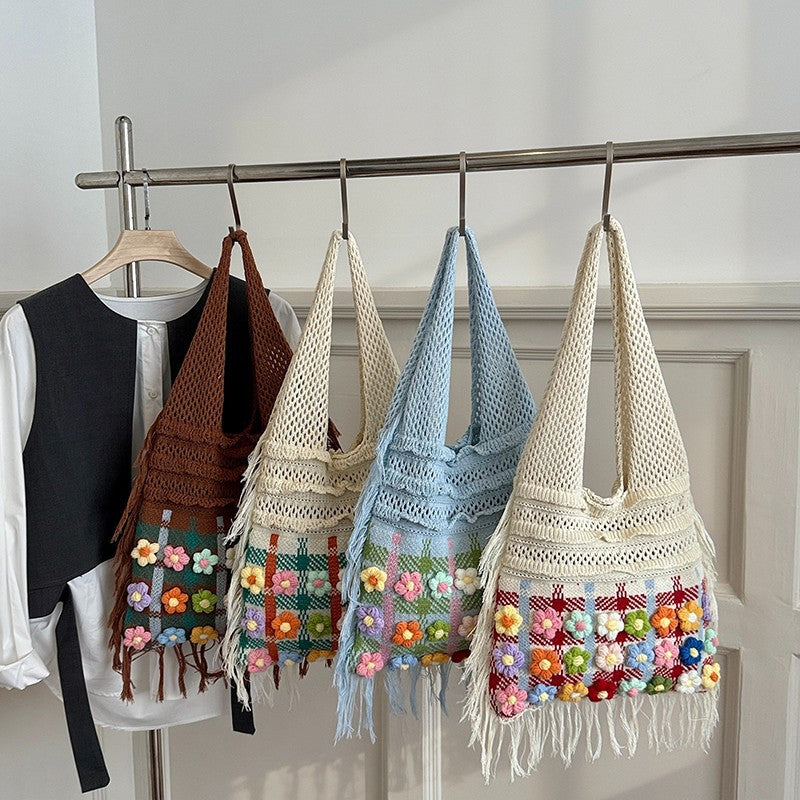 Handgefertigte Floral Häkel Tote Brehn