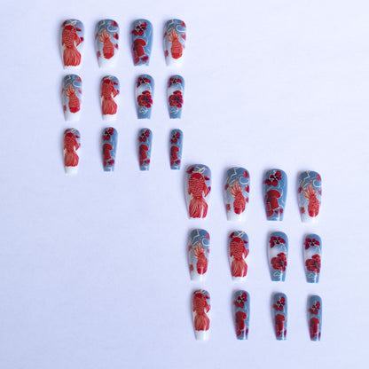 Künstlerisches Florales und Fisch Nail Art Set