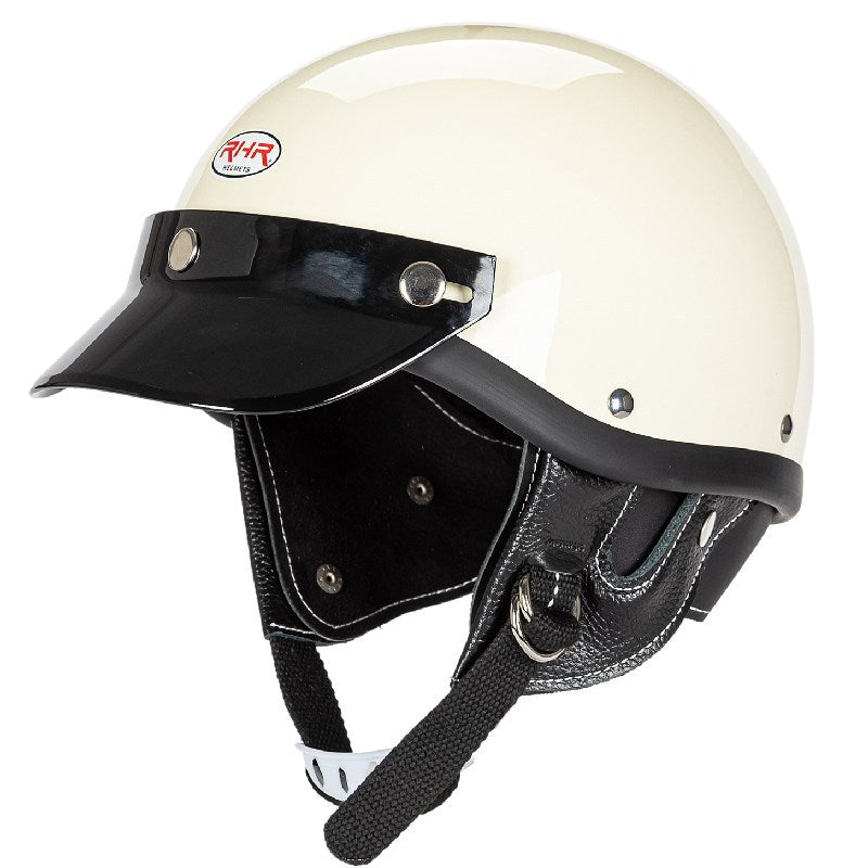 Klassischer Motorrad-Halbschalenhelm mit Visier Brehn