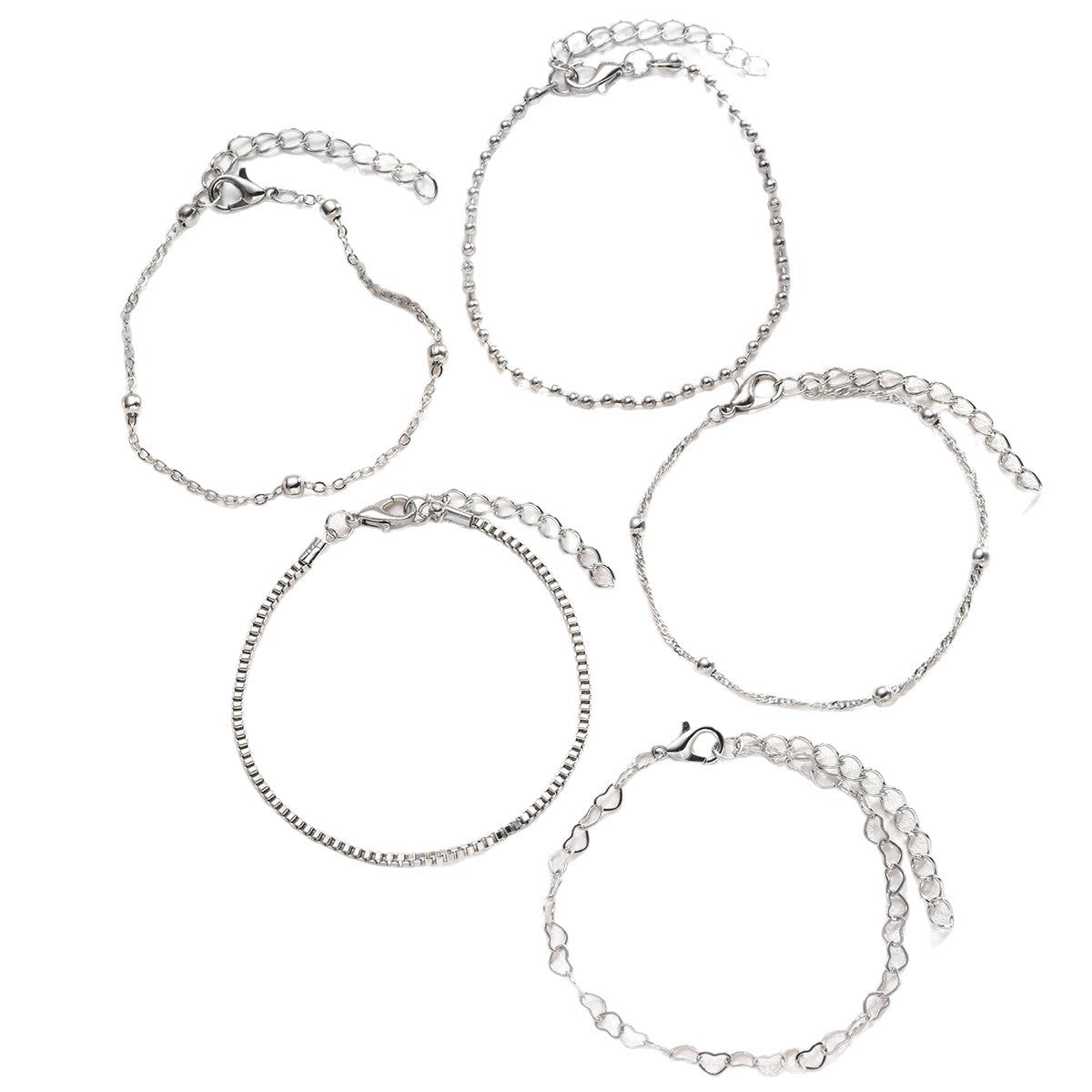 Silber Herz Charm Armband Set Brehn