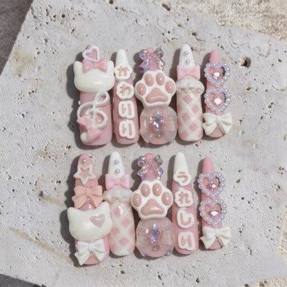 Dekoratives thematisches 3D Press-On Nagelkunstset