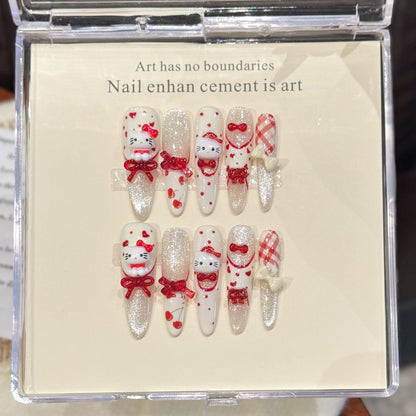 Kreatives thematisches Press-On-Nagelset mit Feiertagsmotiven