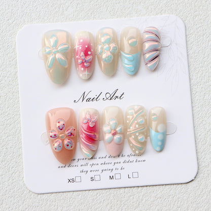 Dekorative 3D Blumen Press-On Nägel
