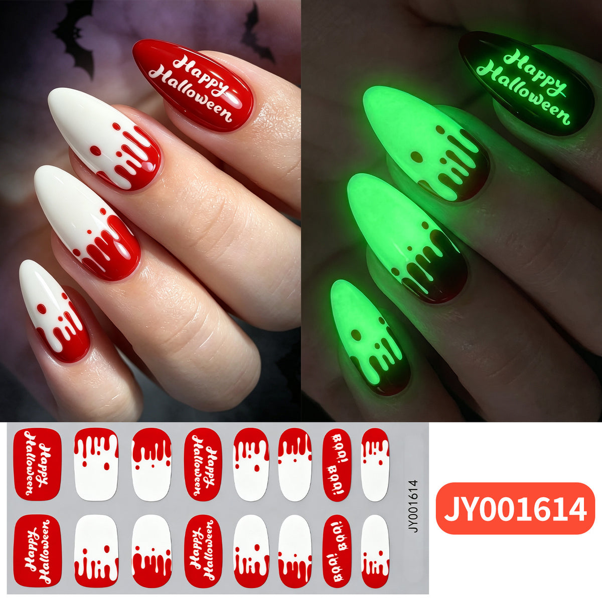 Halloween-Themen Glow-in-the-Dark Nagel-Wraps