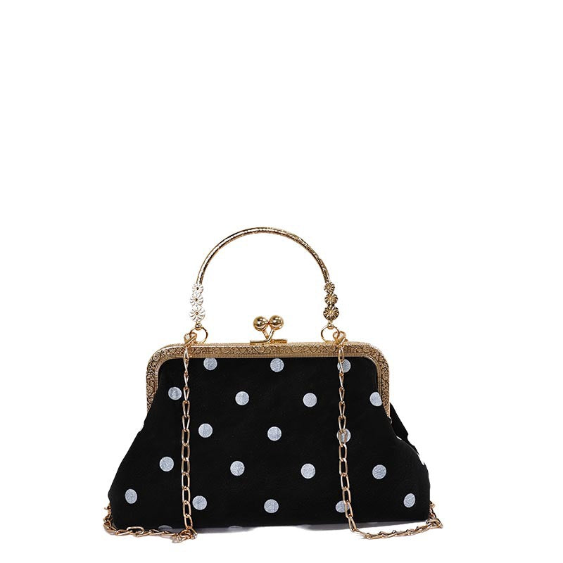 WoVintage Elegante Polka Dot Abend-Clutch Brehn