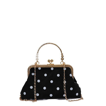 WoVintage Elegante Polka Dot Abend-Clutch Brehn