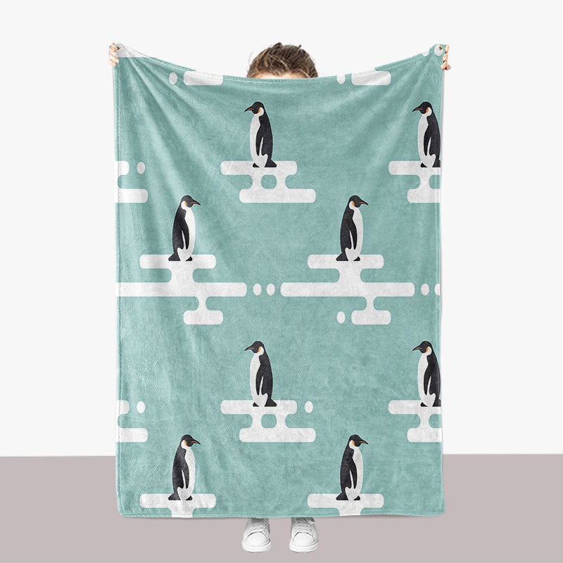 Pinguin-Themen-Plüsch-Wurfdecke
