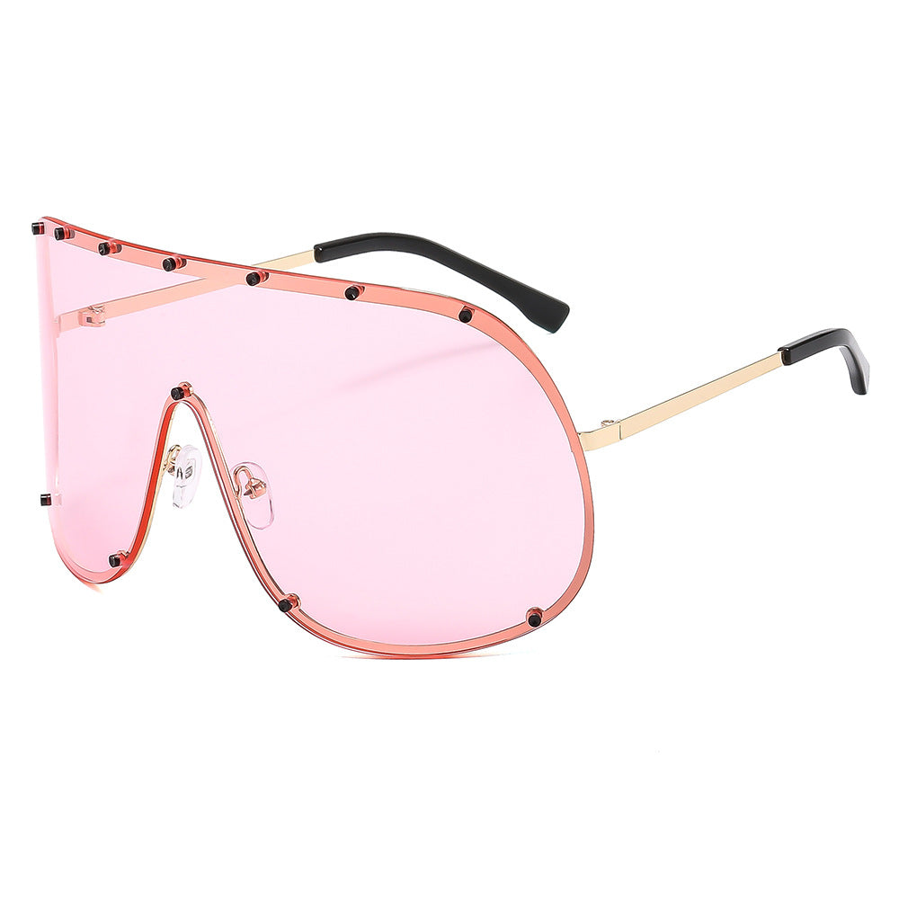 Damen futuristische Sonnenbrille mit großem Rahmen und innovativem Design Brehn