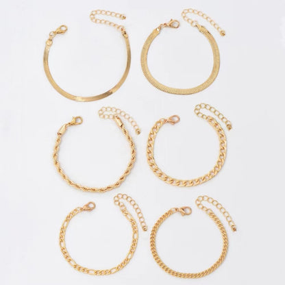 Multi-Style Gold Chain Bracelet Set Brehn