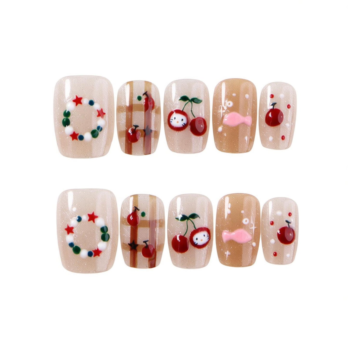 Festliches Dekoratives Press-On Nagelkunst Set Brehn