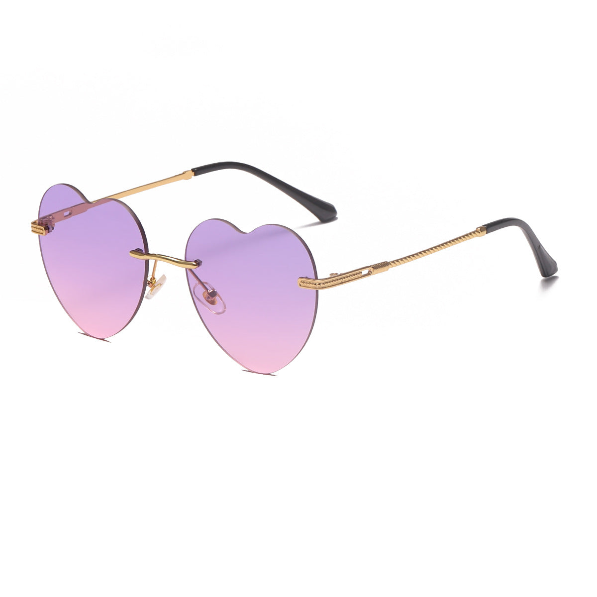 Damen Herzförmige Sonnenbrille mit verspiegelten Gläsern und goldenem Rahmen Brehn