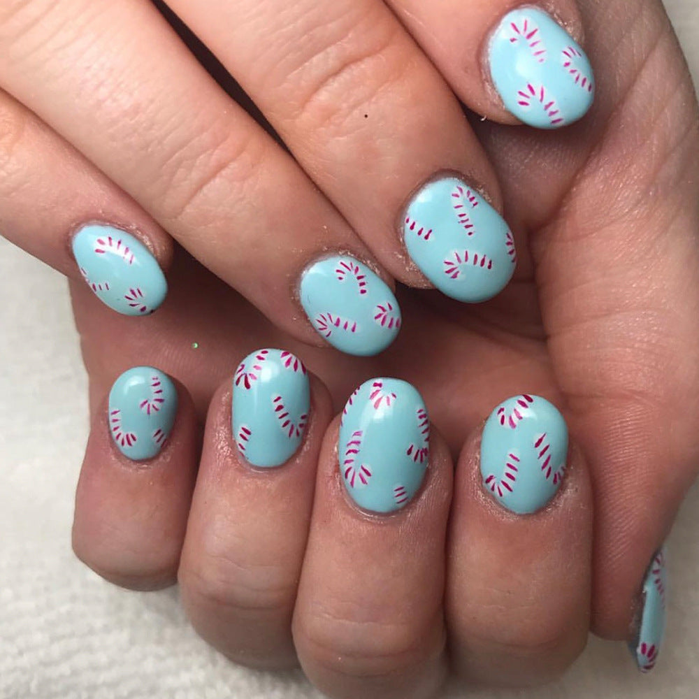 Candy Cane Thematisierte Press-On Nagelkunst Brehn
