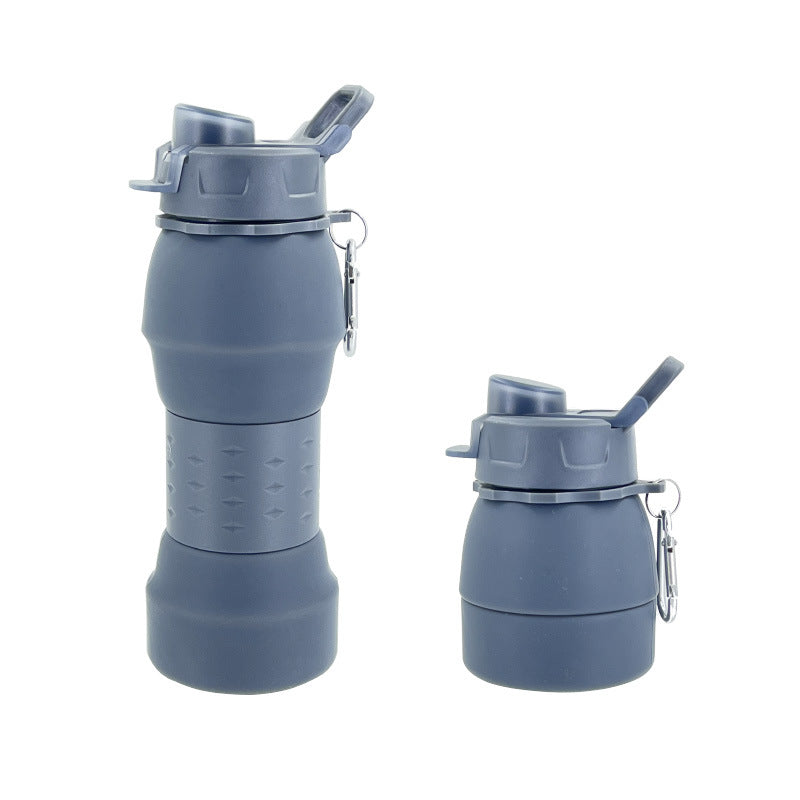 Unisex Silikon Trinkflasche mit Karabinerhaken und Faltmechanismus Brehn