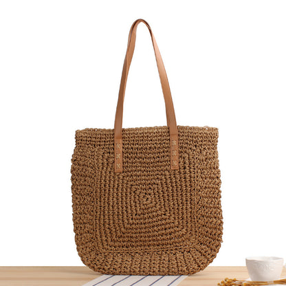Handtasche Aus Geflochtenem Naturmaterial mit Weichen Ledergriffen Brehn