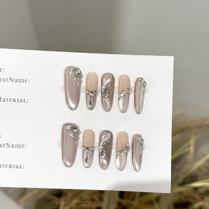 Luxus Press-On Nagelkunst Set mit dekorativen Akzenten
