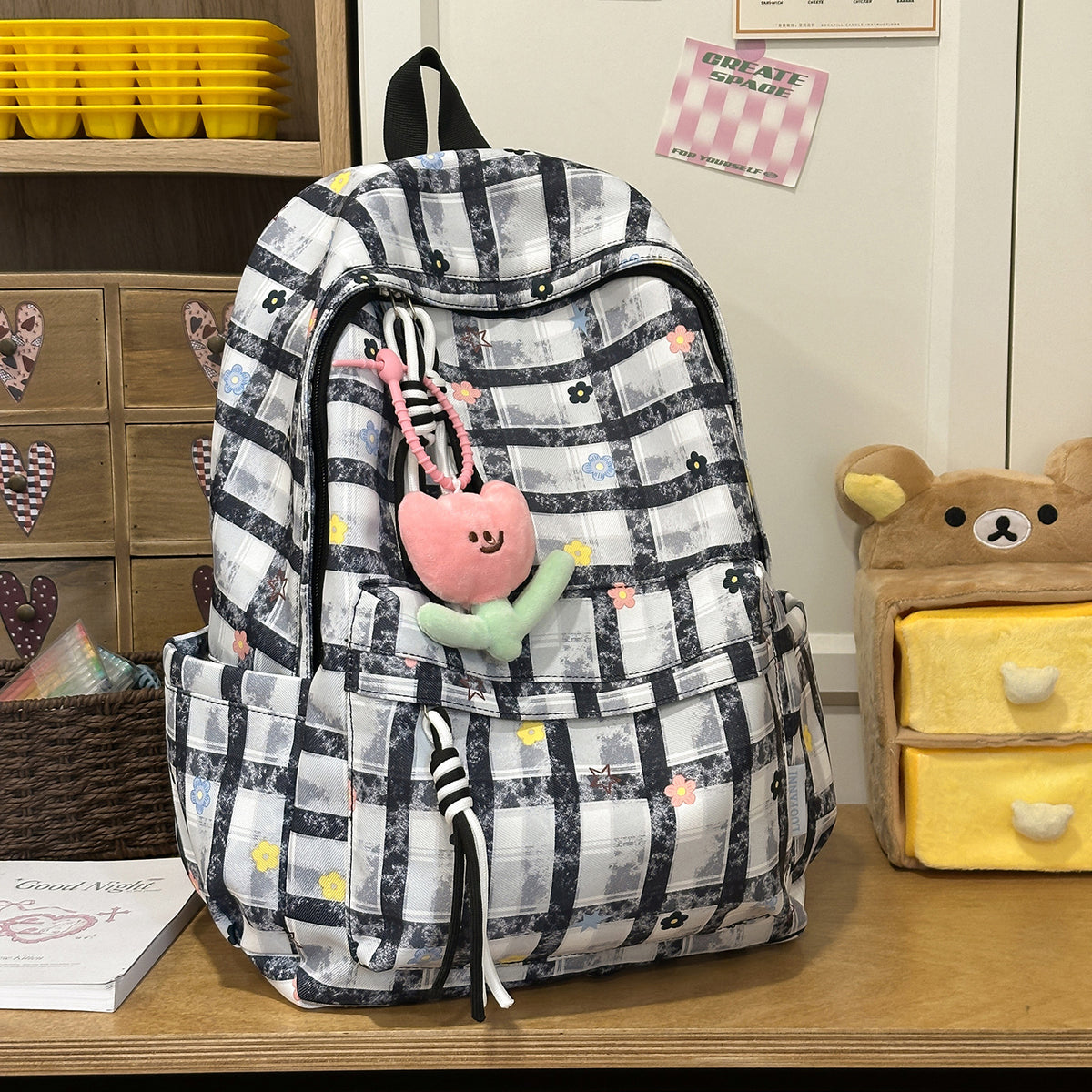 Stylische Schachbrettdruck-Rucksack Brehn