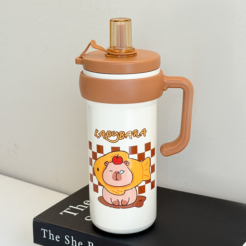 Damen Isolierte Trinkflasche mit praktischem Tragegriff und lustigem Tierdesign Brehn