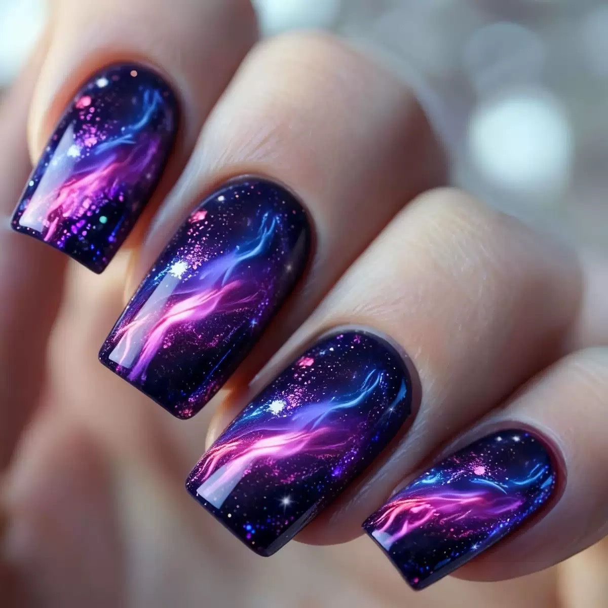 Kunstnagelset mit galaktischem Design Brehn