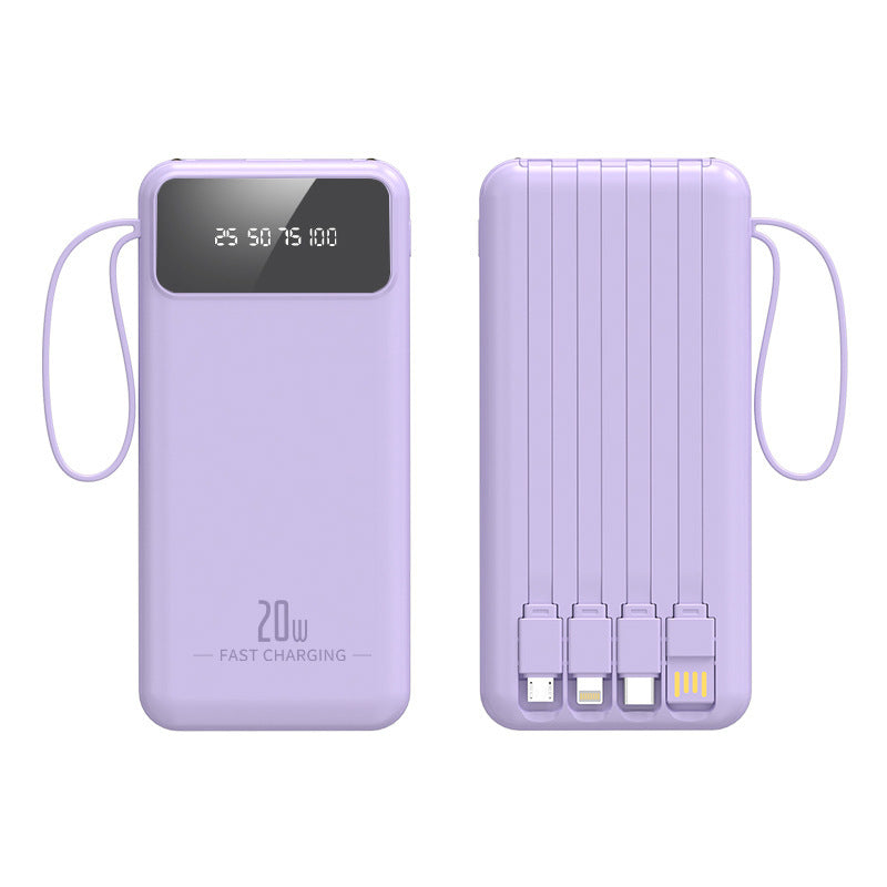 Tragbare Powerbank mit integriertem Kabelsystem und digitaler Ladeanzeige Brehn