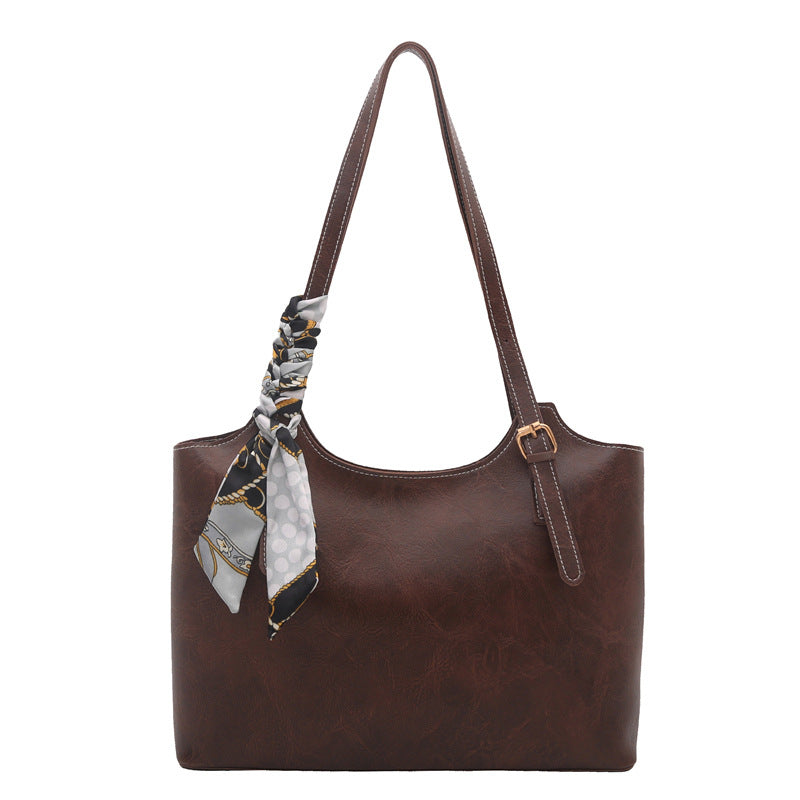 Elegante Faux-Leder Tote Handtasche mit Schal-Detail