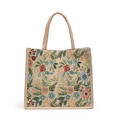 Blumengestickte Canvas Tragetasche