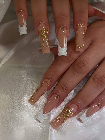 Dekorative lange Press-On-Nagelverlängerungen Brehn