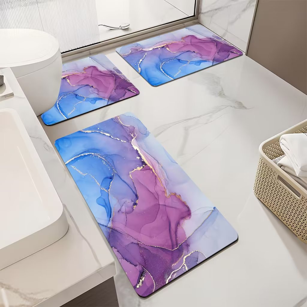 Luxuriöses Marmor-Design Badematten-Set Brehn