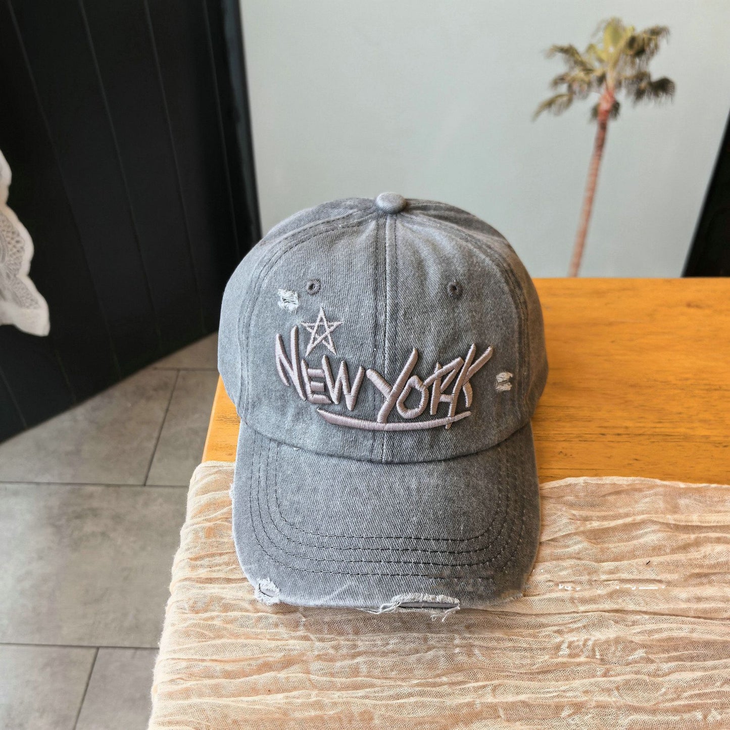 Verblasster Denim Klassische Kappe