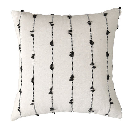 Dekorativer quadratischer Kissenbezug aus Baumwoll-Optik mit vertikalem Knotensaum und verdezippertem Reißverschluss