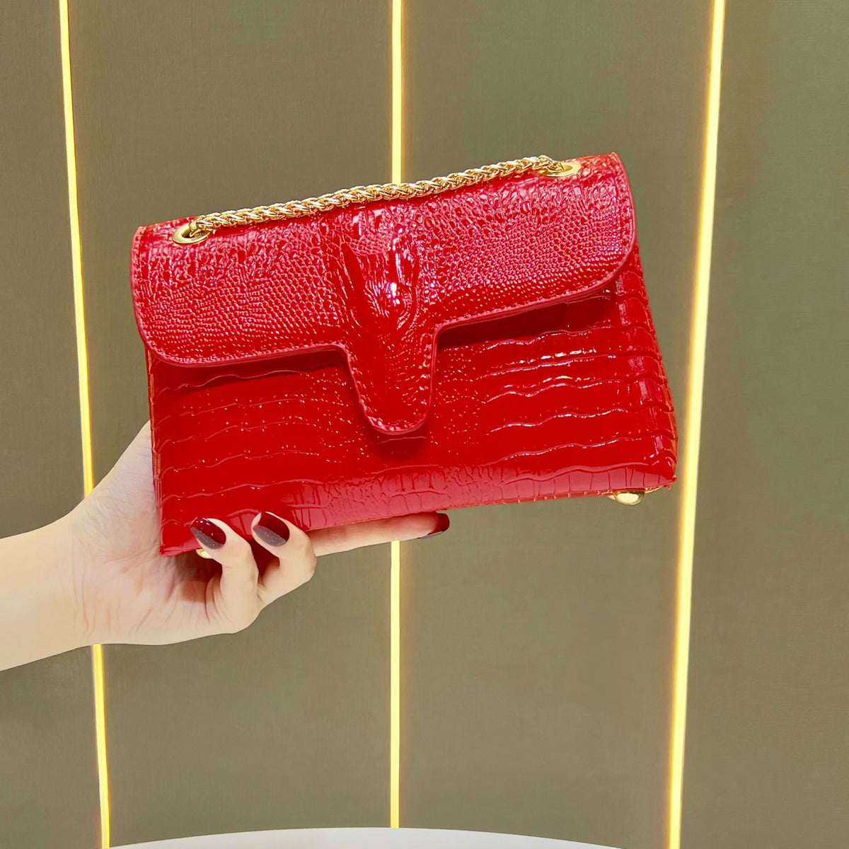 Elegante Krokodil-Effekt Clutch Bag