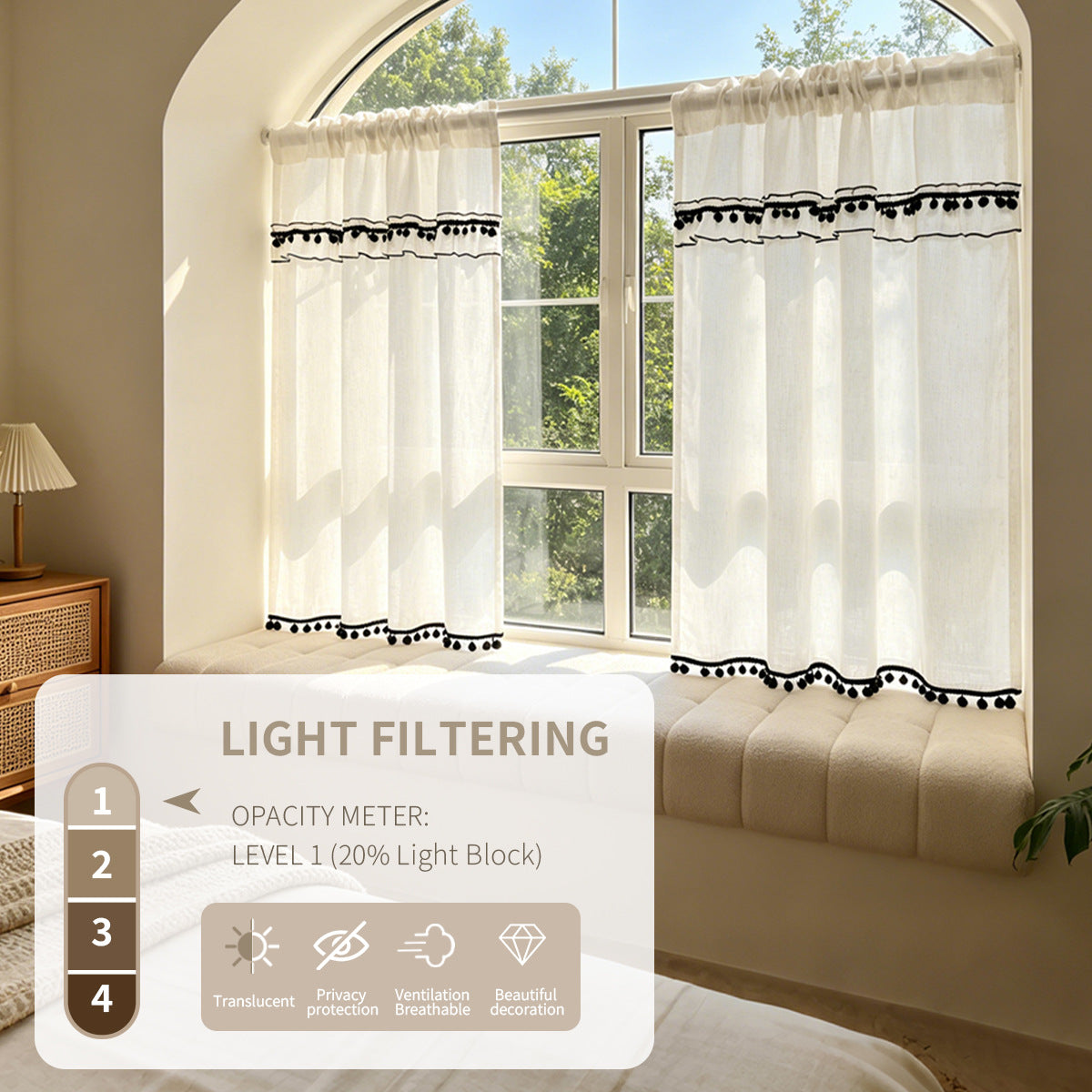 Elegante transparente Spitzenfensterdekorationen