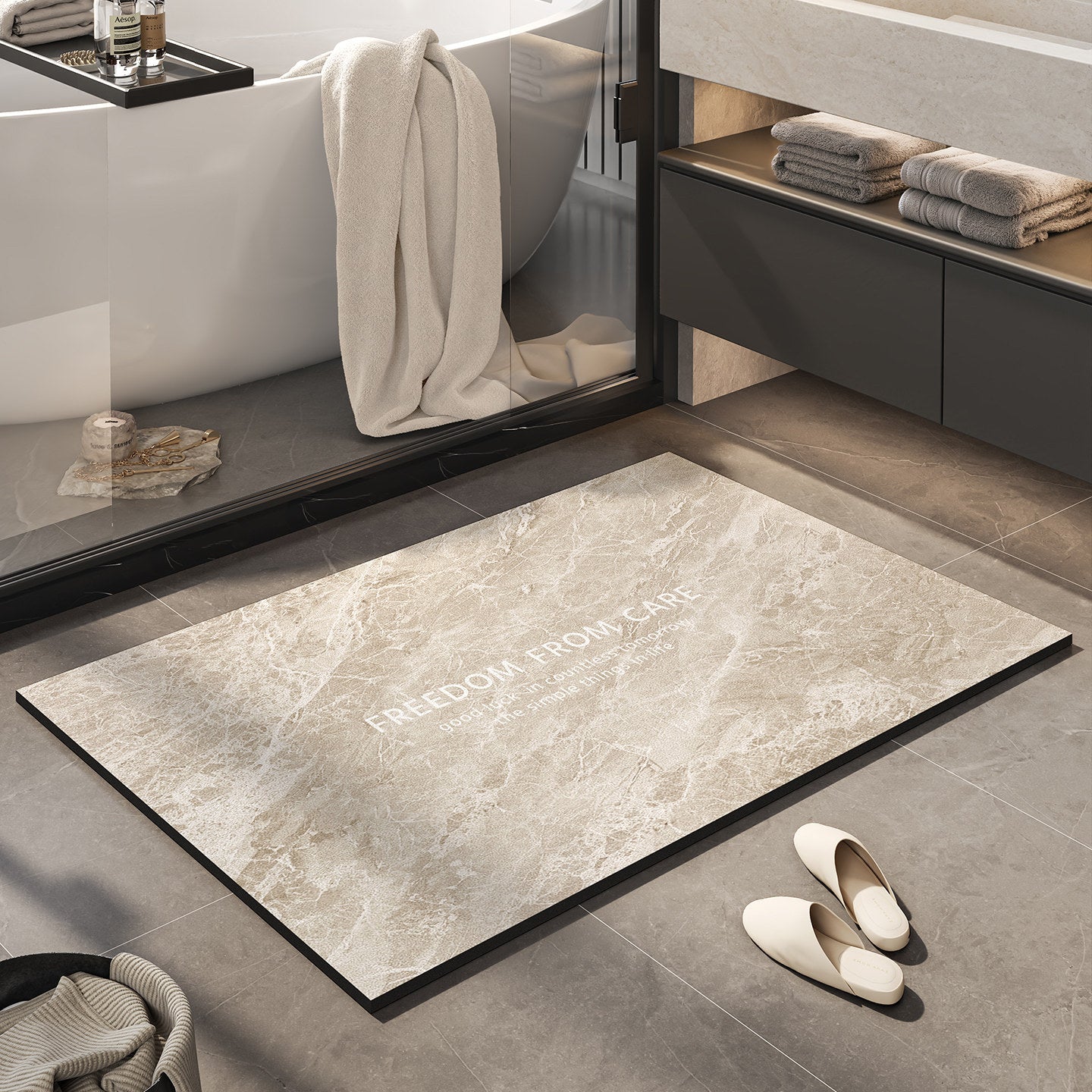 Inspirierendes Marmor-Badeteppich Brehn
