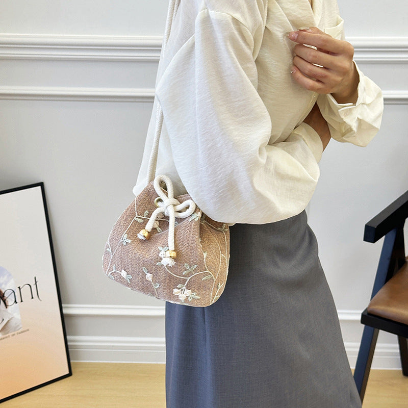 Bestickte Kordelzug-Eimer Tasche Brehn